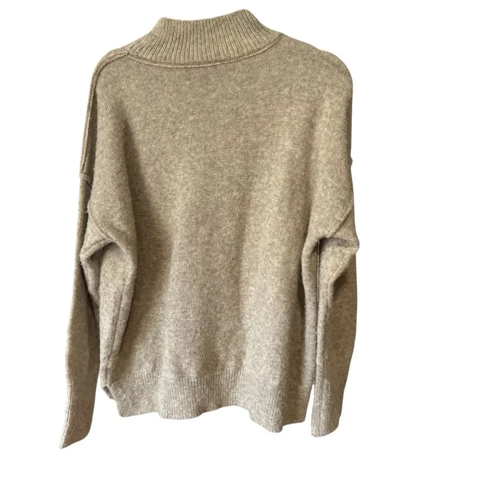 La Miel Ella Cozy Tan High Neck Sweater